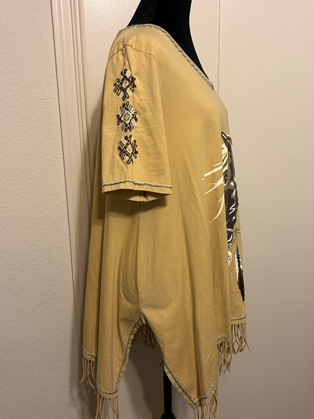 Double D Ranch Tan Tunic with Blue Stitching - Picture 4 of 4